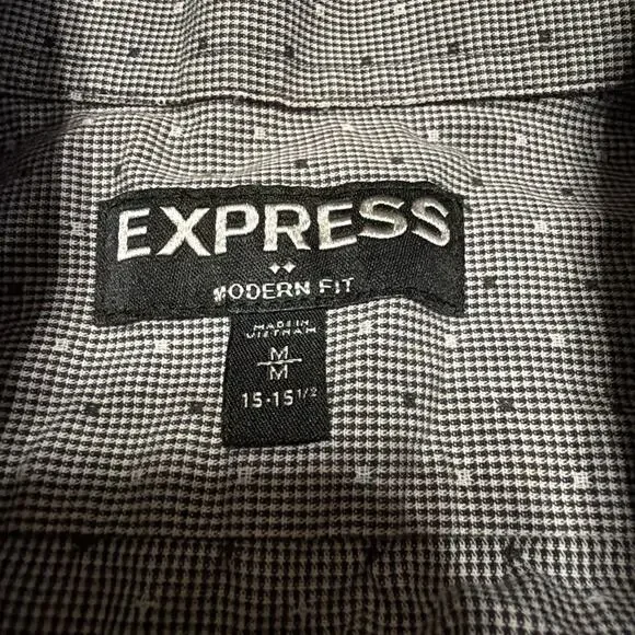 Express Modern Fit Dotted Dress Shirt Gray Men’s M 15-15.5 - Picture 3 of 4